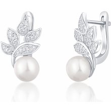 JwL Luxury Pearls prekrásne strieborné náušnice s pravými perlami a zirkónmi JL0719