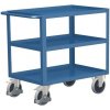 Policový vozík s madlom, do 400 kg, 3 police s vyvýšenými hranami, 91 x 98,5 x 50 mm, modrý