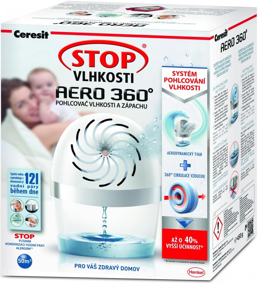 Odvlhčovač vzduchu CERESIT Stop vlhkosti Aero 360° prístroj 450g