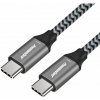 PREMIUMCORD Kabel USB-C (USB 3.2 Gen 2, 3A, 60W, 20Gbit/s) bavlněný oplet, 1,5m (ku31cr15)
