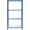 Majster Regál Bezskrutkový kovový regál 200x80x40cm L profil, 4 police, Modrá/Zinok