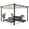 JOKO Záhradná Pergola Para Sole ESTIVO 3x3x2.4m, Záhradný Altánok s Vodeodolnou Posuvnou Roletovou strechou a UV ochranou, krémový