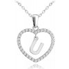 Strieborný náhrdelník písmeno v srdci 