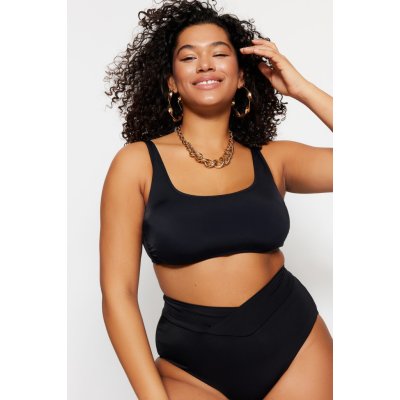 Trendyol Curve Plus Size Bikini Top - Schwarz - Unifarben čierna