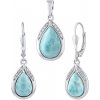 Stříbrný set šperků s pravým larimarem a Brilliance Zirconia - náušnice a přívěsek JST13327SLR