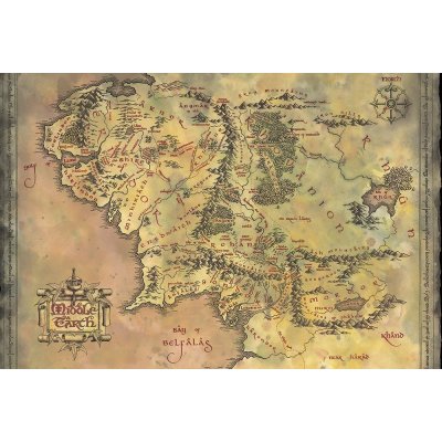 Donga Plagát - The Lord of the Rings (Middle Earth Map)