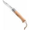 Zatvárací nôž Opinel Vri N°08 Inox rukoväť buk + kožená šnúrka