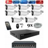 Amiko IP 8 kamerový set so switchom, Varifokal, 4K Ultra HD 8Mpix, Tube (1805K8V2) (Amiko)
