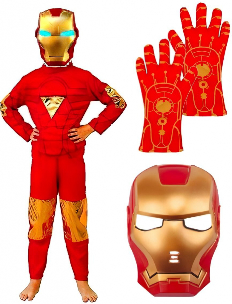 bHome Iron man s maskou a rukavicami