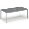 Rokovací stôl PRIMO INVITATION, 200x100 cm, grafit + stolná zásuvka TYP I, strieborná