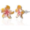 Šperky eshop - Náušnice Fimo - Plumeria, žlté zvlnené lupienky V10.6