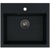 Sink Quality Ferrum, kuchynský granitový drez 565x510x205 mm + čierny sifón, čierna škvrnitá-Brocade, SKQ-FER.B.1K60.XB