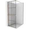 Mexen Kioto+, sprchová zástena Walk-In s poličkou a vešiakom 80 x 200 cm, 8mm číre sklo čierny vzor, medený matný profil, 800-080-121-65-77
