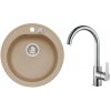 Alveus SET A570 Beige 55 / Chróm SETA570 - Drez Granitový Niagara 10 - pr.510mm, vanička 400x380x175mm, Beige 55 + bateria Tonia, Chróm