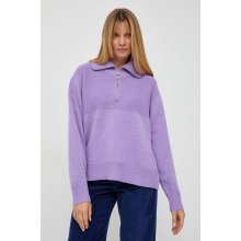 Beatrice B dámsky Vlnený sveter tenký s polorolákom 23FA8426WOOL fialová
