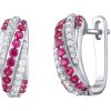 Luxusní stříbrné náušnice se syntetickými rubíny