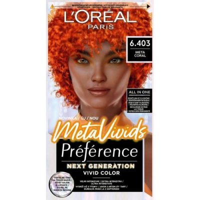 L'Oréal Paris Préférence Meta Vivids semipermanentná farba na vlasy 75 ml odtieň 6.403 meta coral pre ženy