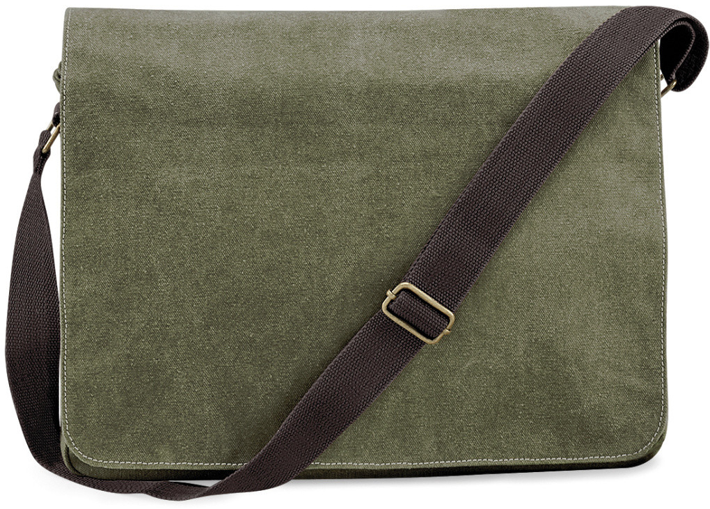 Quadra plátená vintage taška cez rameno QD610 Vintage Military Green 40 x 30 x 12 cm