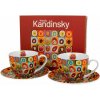 Porcelánové šálky na kávu a čaj so spodkami DUO ART GALLERY SQUARES WITH CIRCLES INSPIRED BY W. KANDINSKY 270 ml 2 ks.