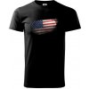 Americká vlajka ohryzaná - Klasické pánske tričko vyššej gramáže - 4XL ( Čierna )