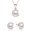 Beneto Pozlacená souprava šperků ze stříbra s pravými perlami AGSET285P-ROSE (náhrdelník náušnice)