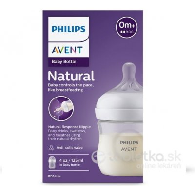 Avent Natural Response priehľadná fľaša s cumlíkom pre podporu rytmu pitia 125 ml