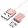 SES USB nabíjací kábel s magnetickou koncovkou Micro USB pre Apple - ružový 3231