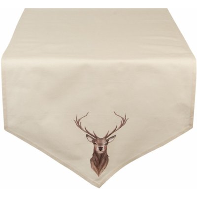 Clayre & Eef Béžový behúň s jeleňom Cosy Lodge 50x160 cm