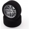 HOT RACE TIRES Machové predné gumy, PAN CAR , strieborný disk, sh 37 (2 ks) 1:10