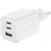 Swissten Sieťový adaptér GaN 2x USB-C/USB-A biela / 65W / QC / PD (22071400)