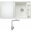 Blanco AXIA III 5 S biela s excentrom + sklenená krájacia doska 523219 + Blanco MILA chróm 519414