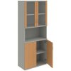 Policová skriňa Strong, 80x192x40 cm, buk/sivá - 1 kus - 1 KS - 4 - nie - 60 mesiacov - rovná - kombinovaná - Hobis - 2x sklenené a 2x plné - 80 cm - Strong - 40 cm - 192 cm - buk/sivá - 69.6 kilogram