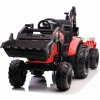 Beneo Elektrický traktor TOP-WORKER 12V s naberačkami a prívesom Jednomiestne mäkké PU sedadlo MP3 Prehrávač s USB vstupom Zadný pohon 2 x 45W Motor EVA kolesá 12V/10Ah batéria červená