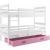 BMS GROUP Patrová postel ERYK 80x190 cm, bílá/růžová (Volba matrace: Pěnová matrace)