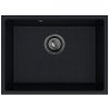 Sink Quality Crypton 60, kuchynský granitový drez 535x400x205 mm + čierny sifón, čierna škvrnitá, SKQ-CRY.B.1KBO.60.XB