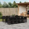 VidaXL 11-dielna sada nábytku do záhrady s vankúšmi, čierny PE ratan