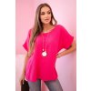 Mušelínová blúzka Cassidy s náhrdelníkom ružová