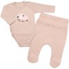 Zavinovacie, rebrované dojčenské body + polodupačky Ovečka 2D, béžová 62 (2-3m)