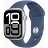 Apple Watch Series 10 GPS + Cellular 42mm Stříbrný hliník s denimovým sportovním řemínkem - S/M