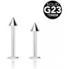 Šperky eshop - Titánový piercing do brady a pery v striebornej farbe - lesklý hrot na konci C12.17 - Rozmer: 1,6 mm x 10 mm x 4 mm