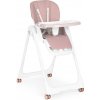 Kŕmna stolička s nastaviteľnou výškou a popruhmi z ekokože s dvojitým podnosom ružová
