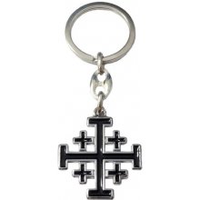 Prívesok na kľúče Jeruzalemský kríž čierna kovová KP013NS
