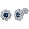 Stříbrné náušnice pecky Marguerite s přírodním London blue topazem a Brilliance Zirconia 8 mm