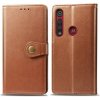 Peňaženkové kožené puzdro na Motorola Moto G8 Play - Hnedá