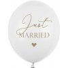 Balóny Just Married bielo-zlaté 30cm 6ks