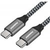 PremiumCord ku31cr15 USB-C ( USB 3.2 GEN 2, 3A, 60W, 20Gbit/s ) bavlněný oplet, 1,5m