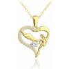 MINET Pozlátený strieborný náhrdelník Anjel so zirkónom (Ag 925/1000, 3,15 g)