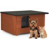 Dechland zateplený domček pre psov a mačky s otváracou plochou strechou M - hnedý Dechland