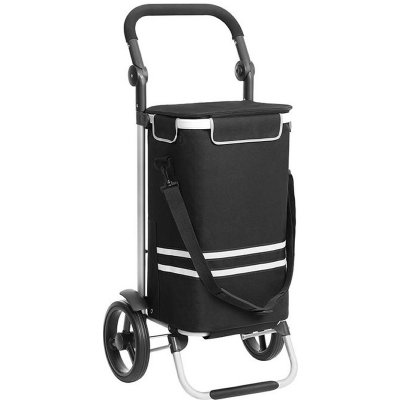 Songmics Skladací nákupný vozík s izolačnou chladiacou taškou, čierny KST03BK