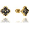 MINET JMG0081BGE00 - Zlaté skrutkovacie náušnice s čiernymi zirkónmi Au 585/1000 1,45g